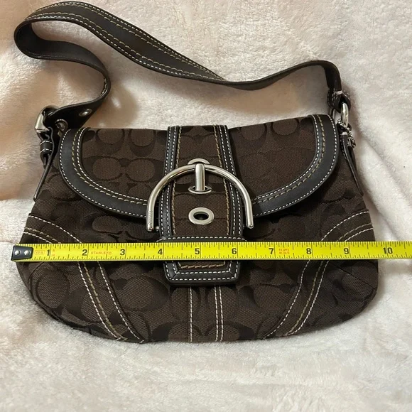 Canvas and Leather Coach Dark Brown Signature Shoulder Bag - Picture 6 of 7